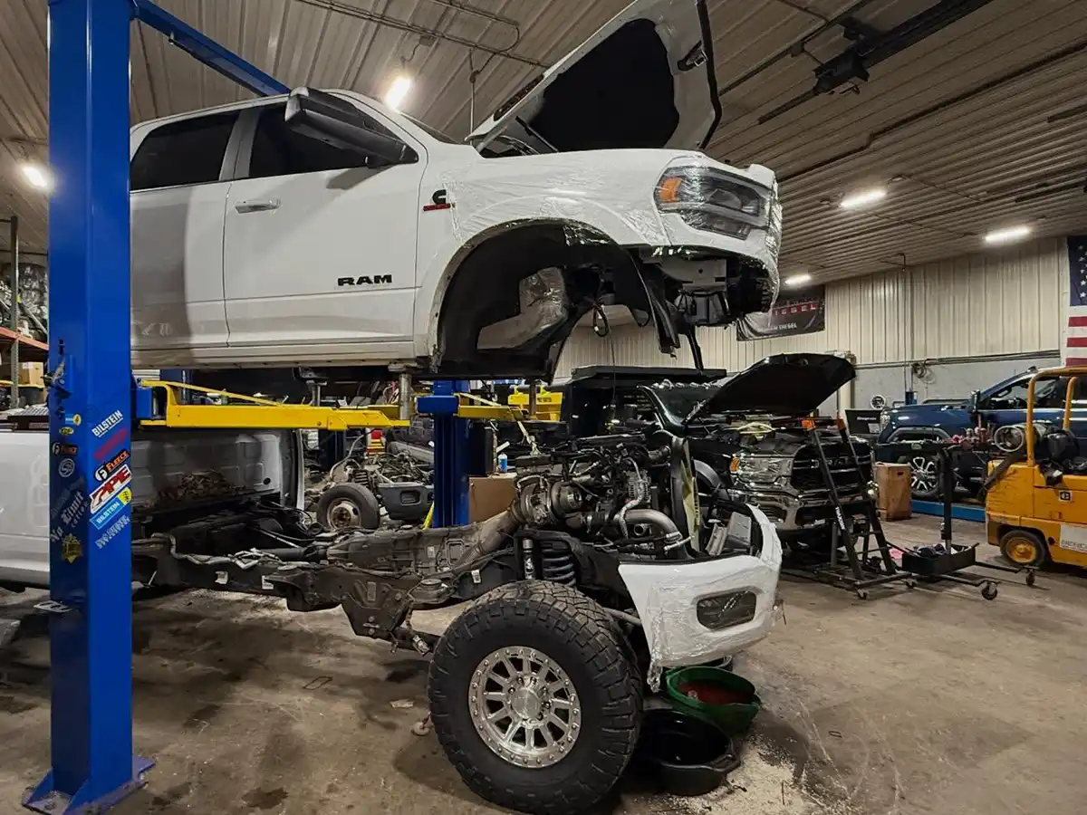 RAM truck cab-off engine repair at Bergen Diesel