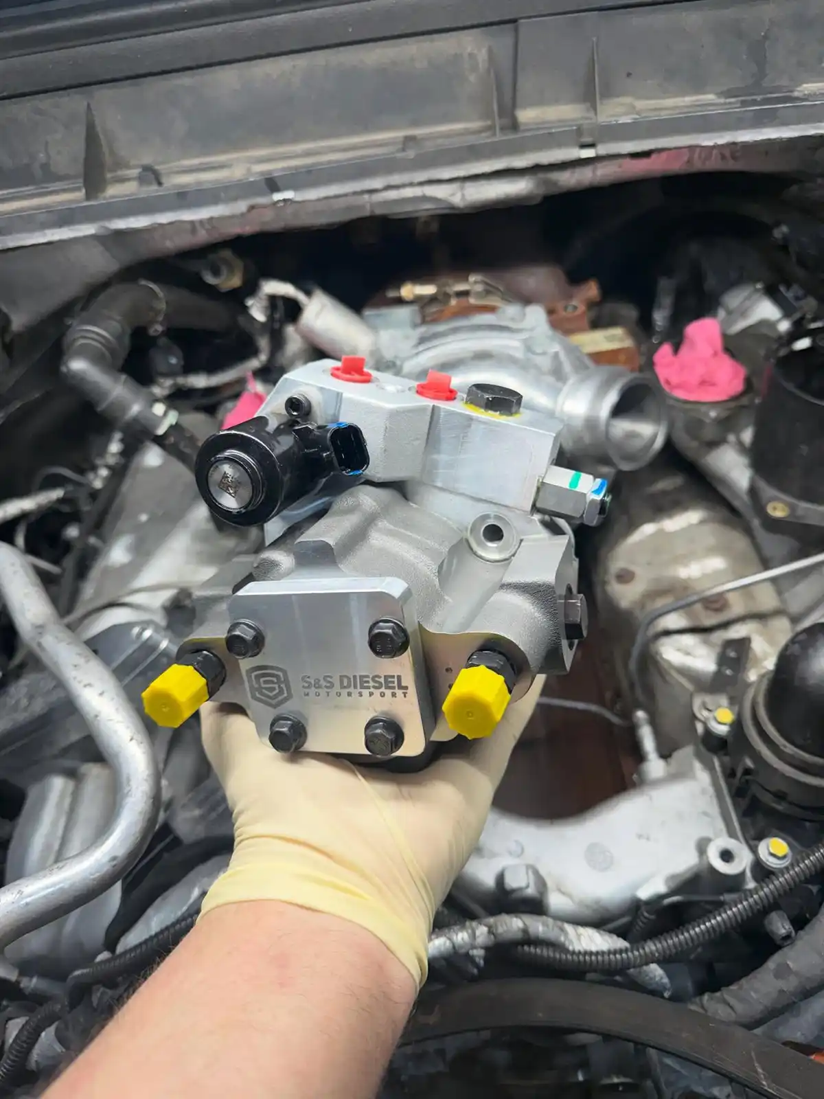 S&S Diesel high-pressure fuel pump installation